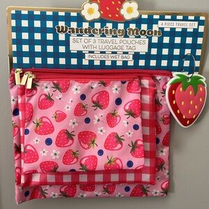 Pink Strawberry Travel Pouches Set
